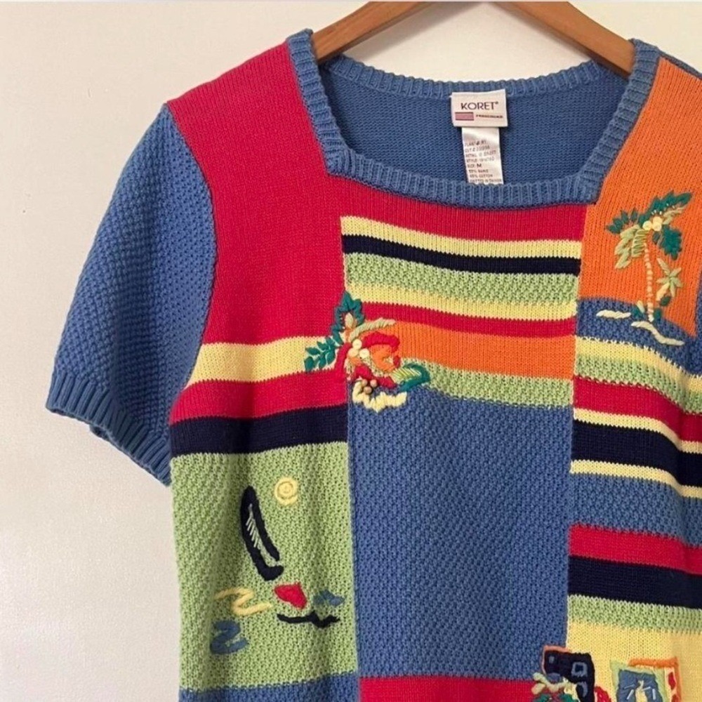 Koret Vintage Colorful Patchwork Sweater - Picture 2 of 8